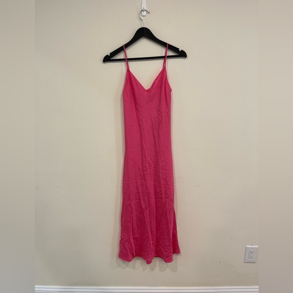 rag & bone Midi Slip Dress Size 2 Hot Pink Silk Blend - Picture 3 of 6